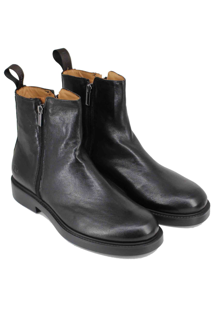 Spatarella Stivaletti Uomo In Pelle Nero Con Fondo Gomma