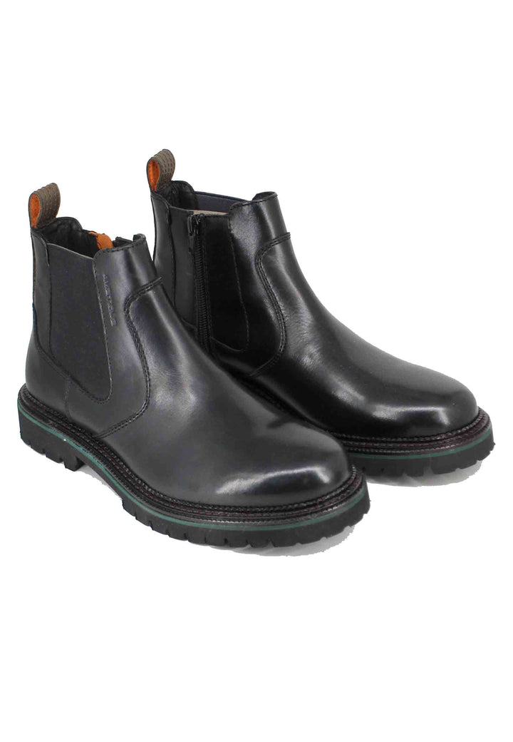 Spatarella Stivaletti Uomo In Pelle Nero Con Suola Carrarmato