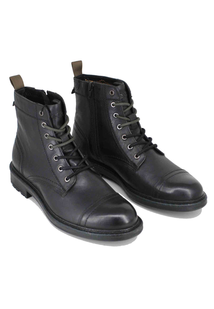 Spatarella Stivaletti Uomo Stringati In Pelle Nera Maywood