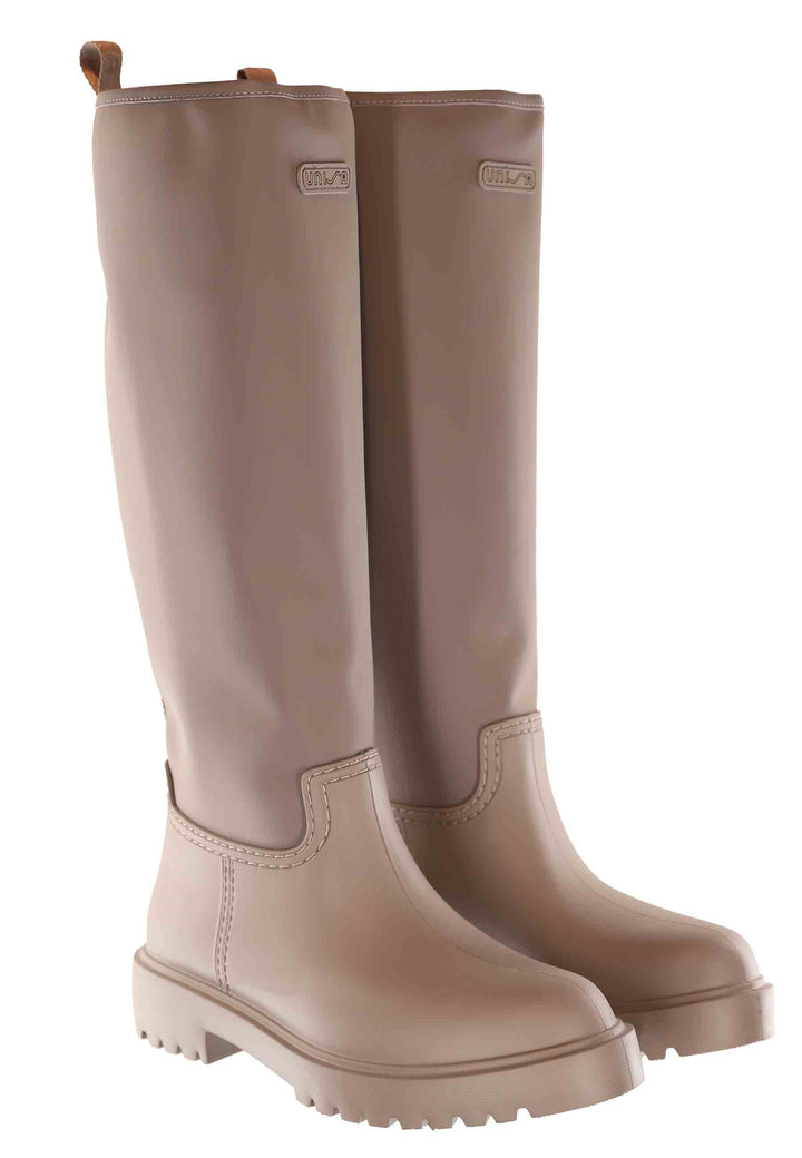 Spatarella Stivali A Tubo Da Pioggia Donna In Pvc E Tessuto Taupe