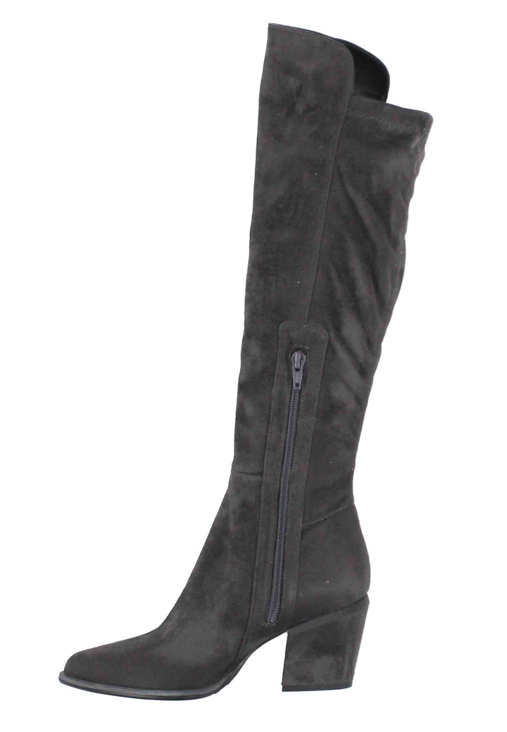 Spatarella Stivali Donna In Eco Camoscio Grigio Elasticizzato