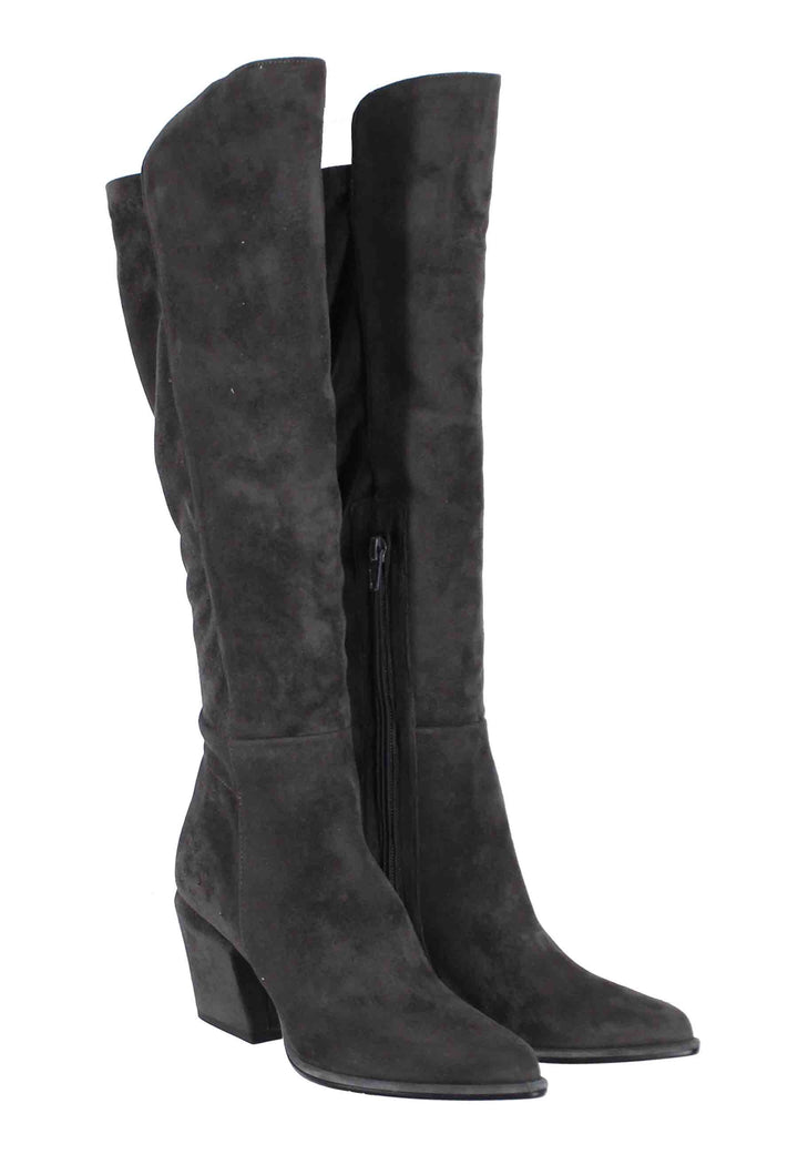 Spatarella Stivali Donna In Eco Camoscio Grigio Elasticizzato