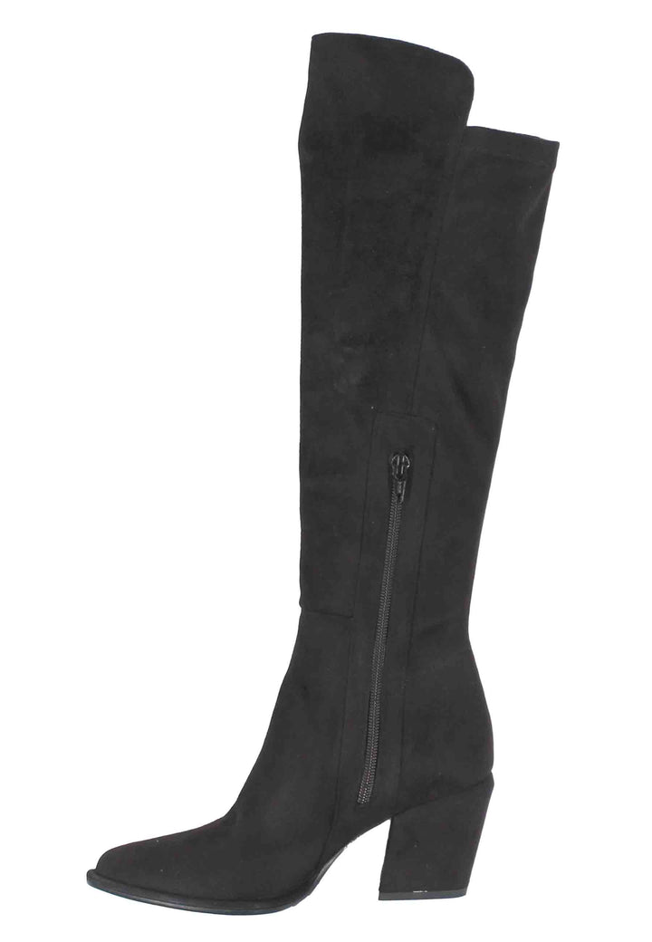 Spatarella Stivali Donna In Eco Camoscio Nero Elasticizzato