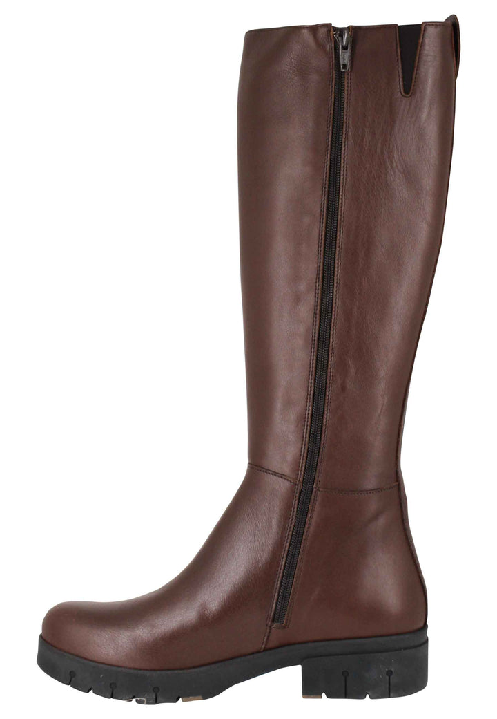 Spatarella Stivali Donna In Pelle Testa Di Moro Con Fondo Gomma E Zip Laterale