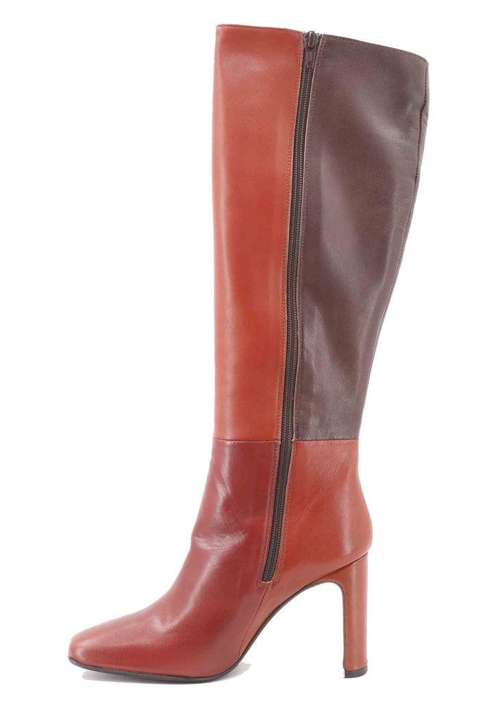 Spatarella Stivali ST1300 Patchwork In Pelle Cuoio E Marrone Con Tacco Alto