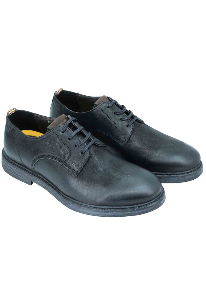 Spatarella Stringata Uomo In Pelle Nera Suola In Gomma E Sottopiede Memory Foam