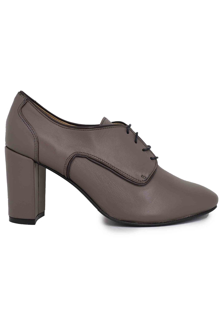Spatarella Stringate donna in pelle grigia tacco alto