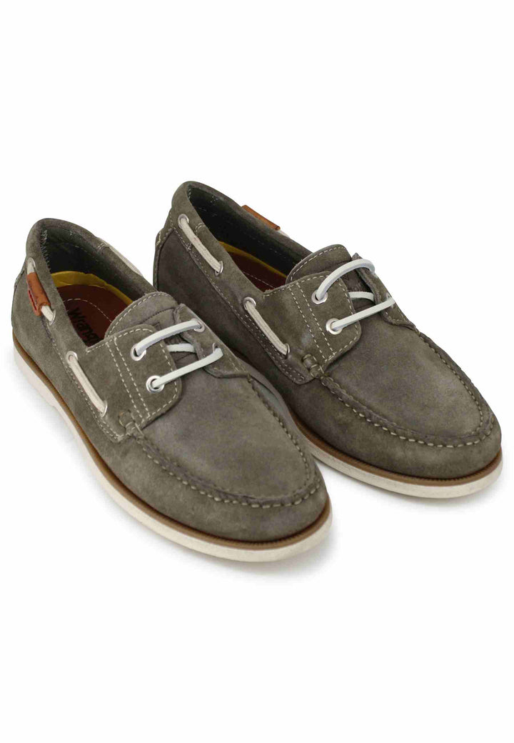 Spatarella Stringate Uomo Baltic In Camoscio Fango Con Lacci In Cuoio E Suola In Gomma