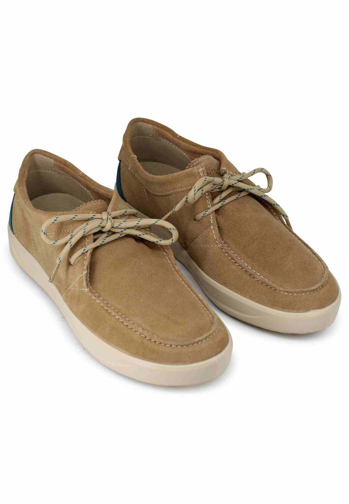 Spatarella Stringate Uomo Bob Cat In Camoscio Beige Con Suola In Gomma