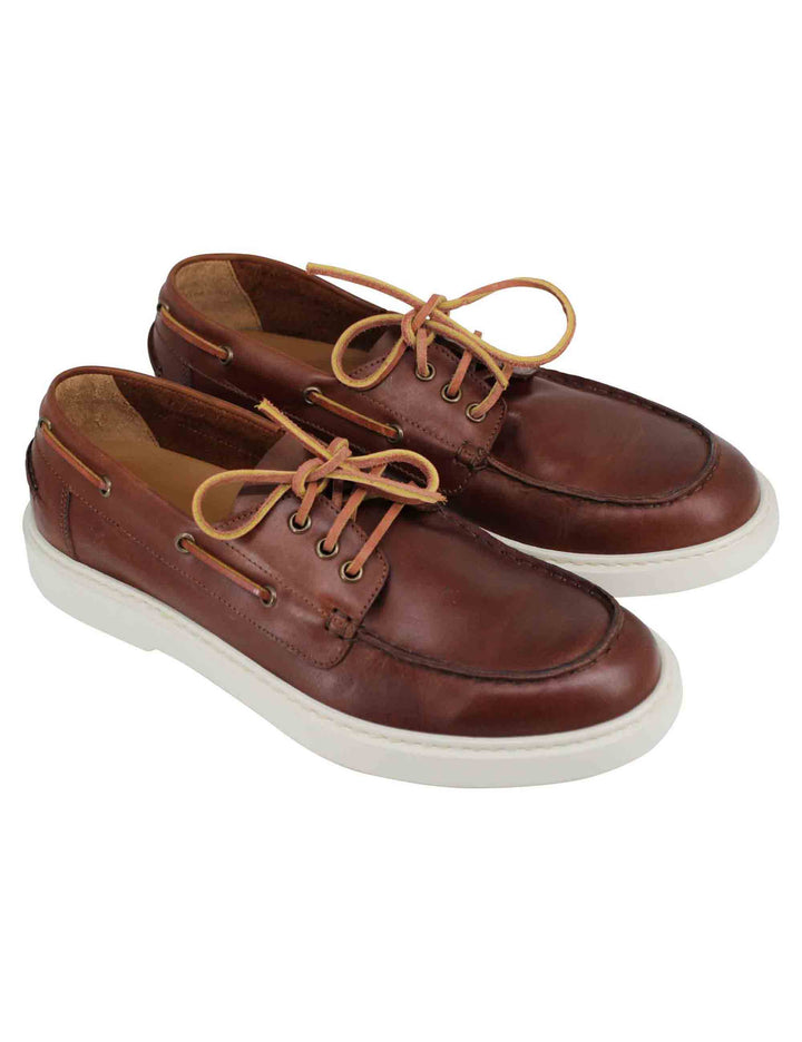 Spatarella Stringate Uomo In Pelle Cuoio Con Lacci In Cuoio