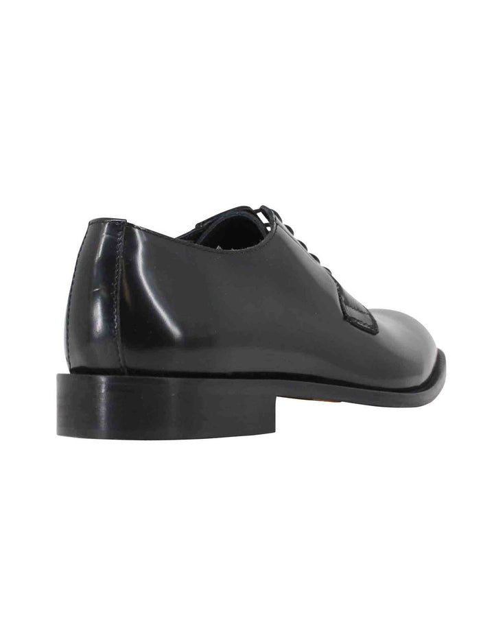 Spatarella Stringate Uomo In Pelle Nera Con Suola In Cuoio