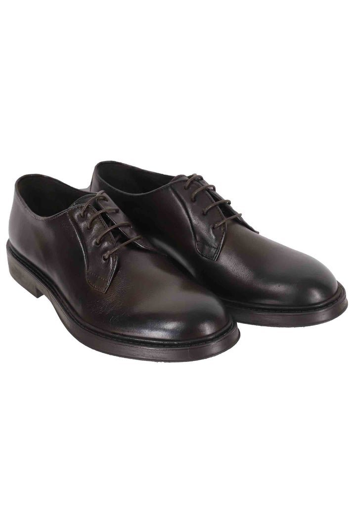 Spatarella Stringate Uomo In Pelle Testa Di Moro Con Suola In Gomma