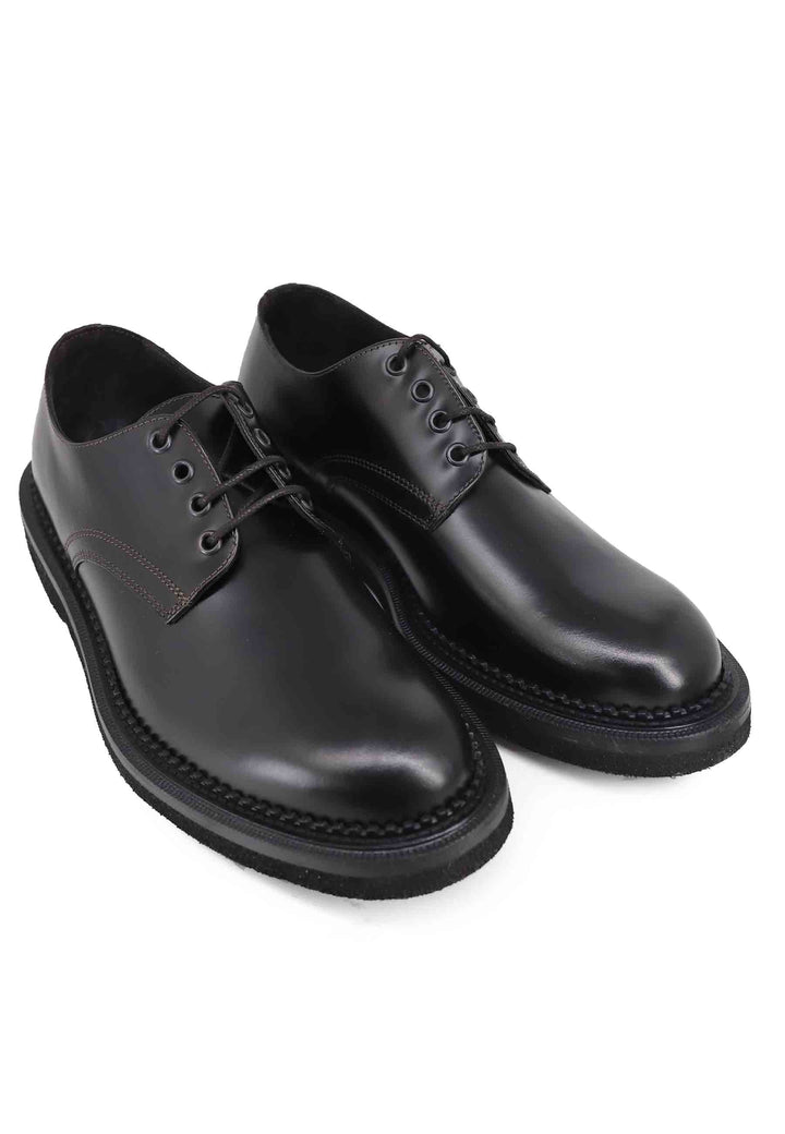 Spatarella Stringate Uomo In Pelle Testa Di Moro Lucida Con Suola In Gomma