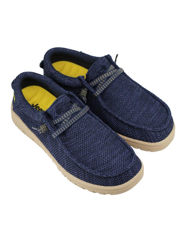 Spatarella Stringate Uomo Samoa Wallabee Knit In Tessuto Blu