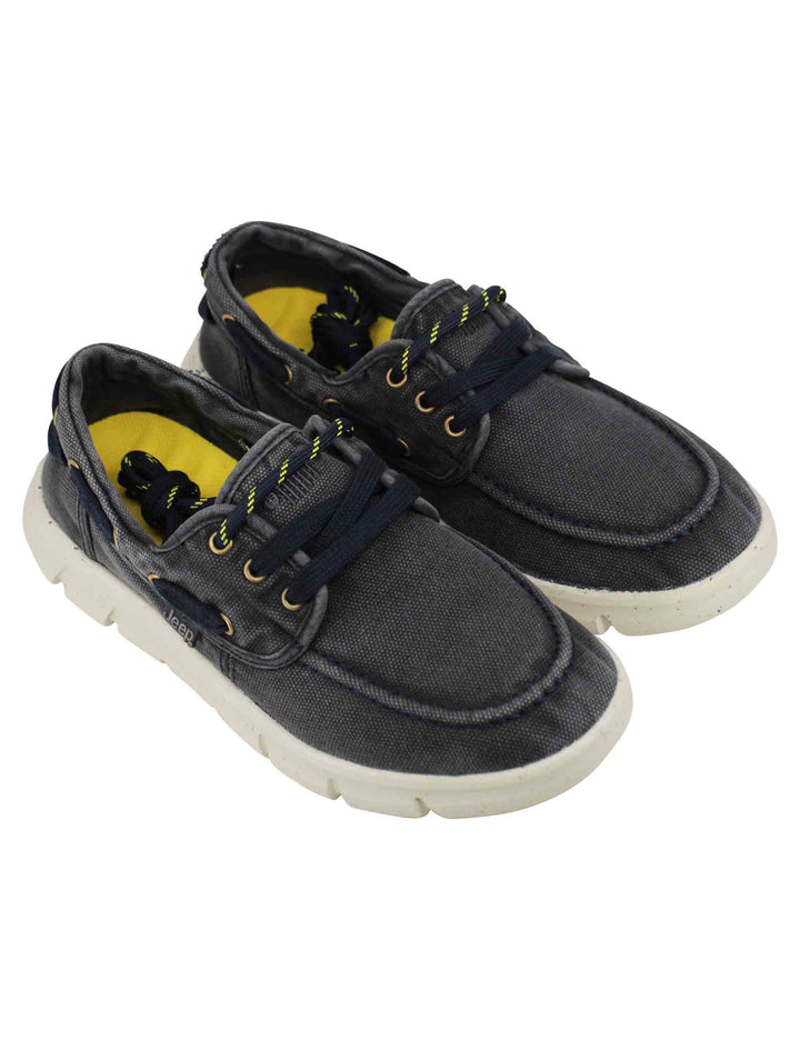 Spatarella Stringate Uomo Tabasco Boat In Tessuto Blu Con Suola Ultra Leggera