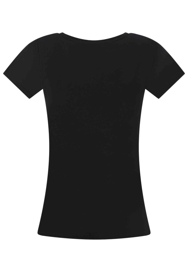 Spatarella T-shirt Donna Icons In Cotone Nero Con Stampa In Seta