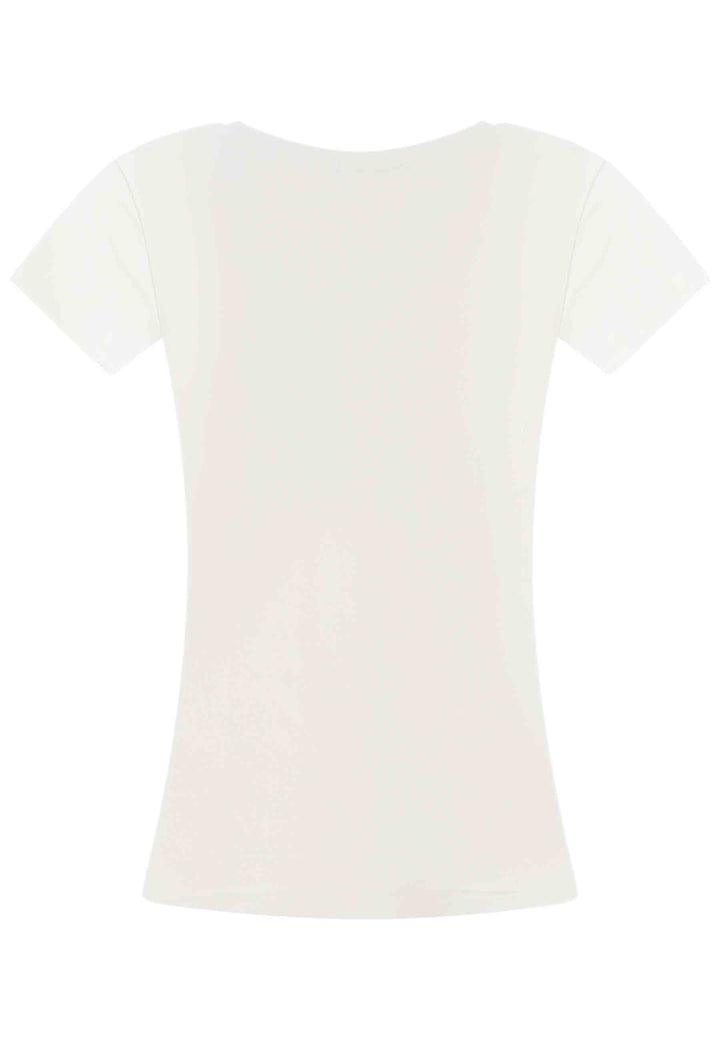 Spatarella T-shirt Donna Savage In Cotone Bianco Con Stampa In Seta