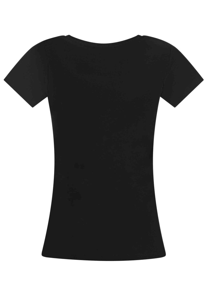 Spatarella T-shirt Donna Savage In Cotone Nero Con Stampa In Seta
