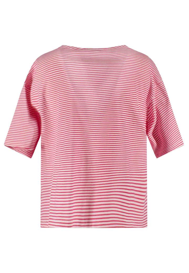 Spatarella T-shirt Donna Tita In Cotone Bianco E Rosso A Righe E Scollo A V