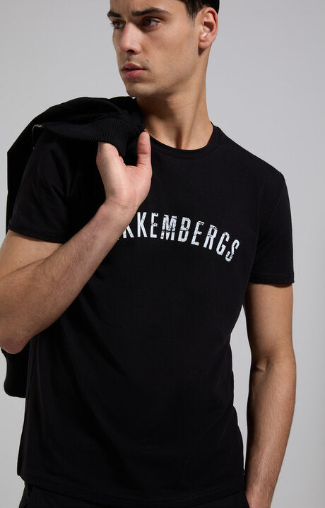 Spatarella T-shirt uomo girocollo in jersey nero bmt0159-8000