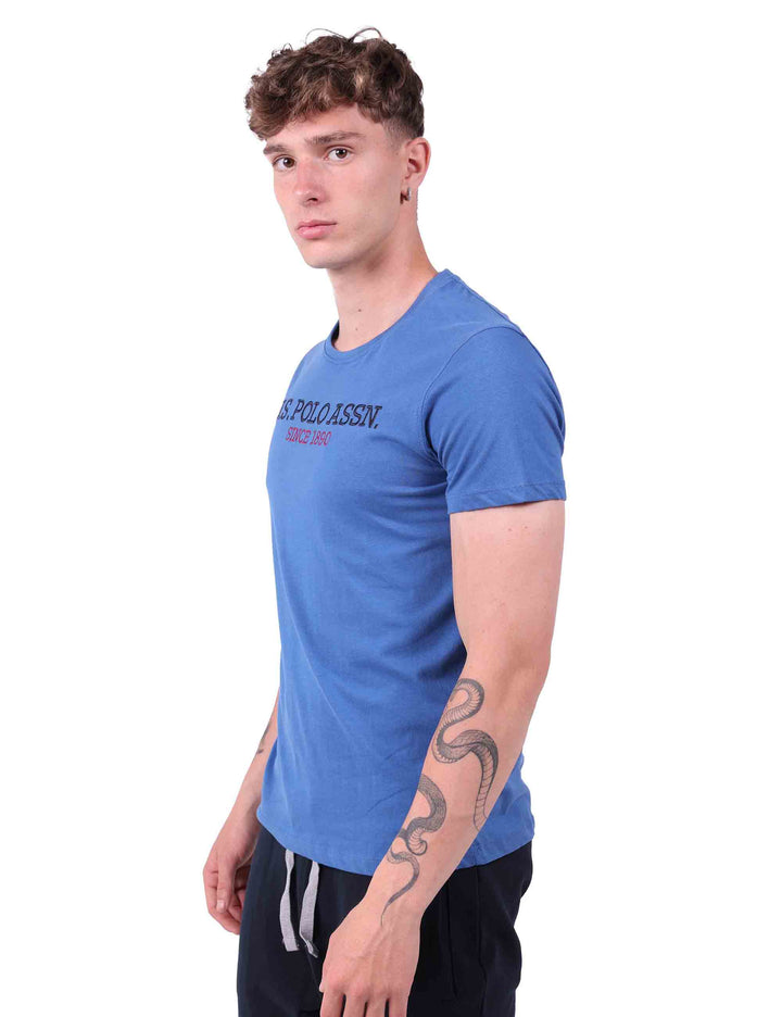 Spatarella T-Shirt uomo in cotone celeste con stampa