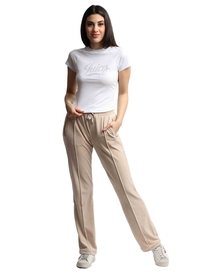 Spatarella T-shirts donna Ryder Rodeo in cotone bianco a girocollo con strass