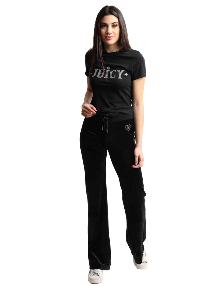 Spatarella T-shirts Donna Ryder Rodeo In Cotone Nero A Girocollo Con Strass