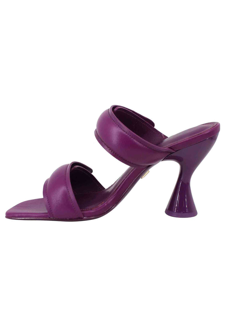 Spatarella Treviso Sandali Donna In Pelle Viola Doppia Fascia Tacco Alto