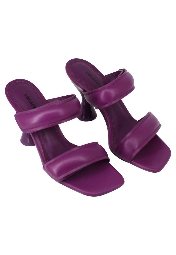 Spatarella Treviso Sandali Donna In Pelle Viola Doppia Fascia Tacco Alto