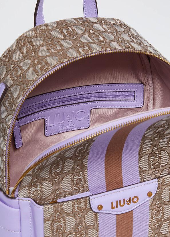 Spatarella Zaini Donna Jacquard In Tessuto Beige E Marrone