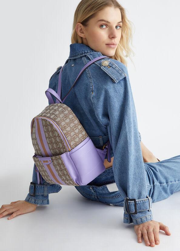 Spatarella Zaini donna jacquard in tessuto beige e marrone