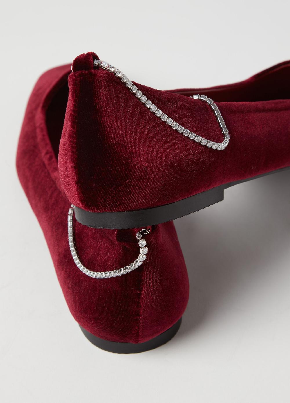 Stefanel Ballerina In Velluto Con Cinturino In Strass