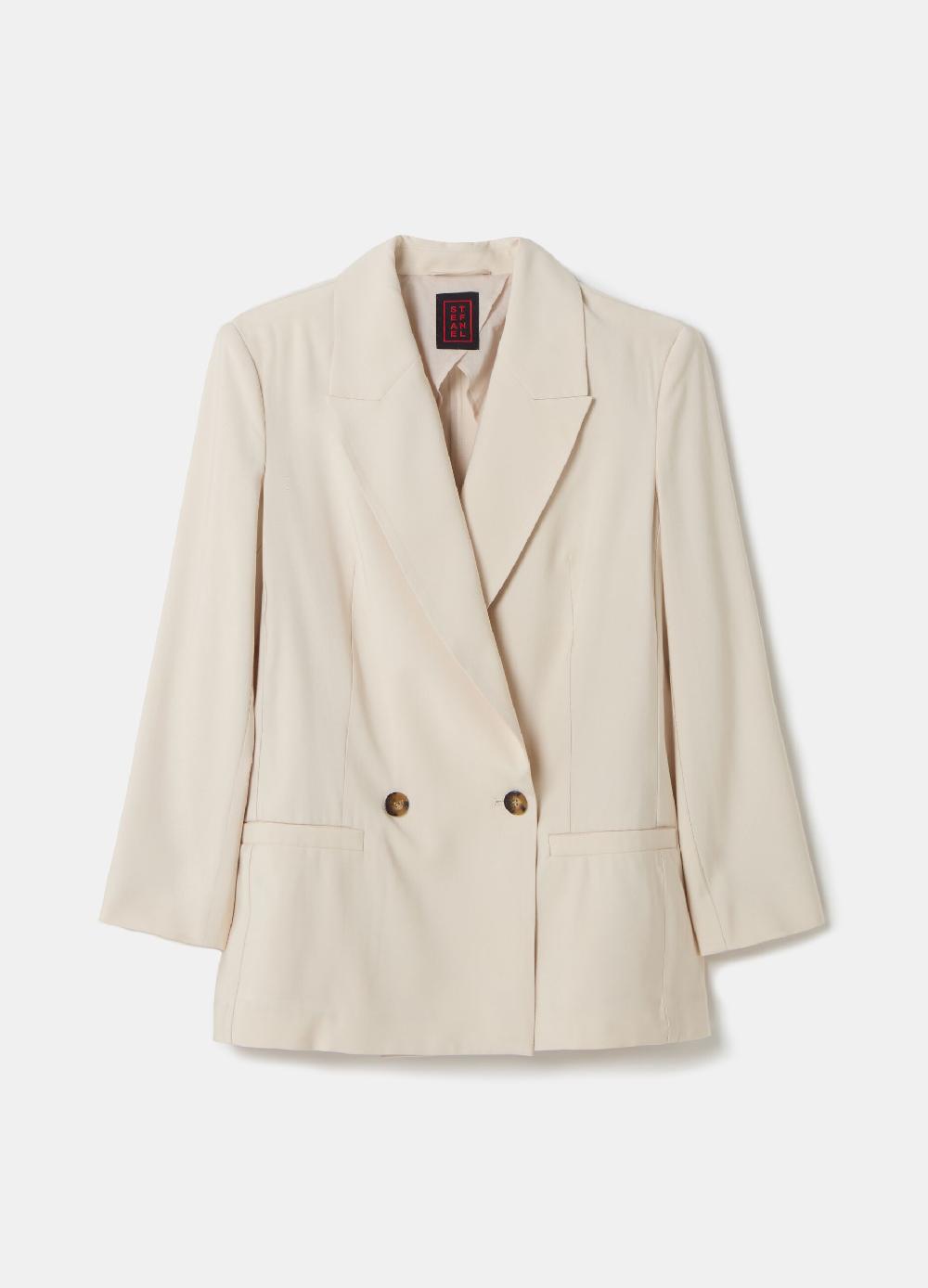 Stefanel Blazer Fluido Doppiopetto In Twill Tecnico