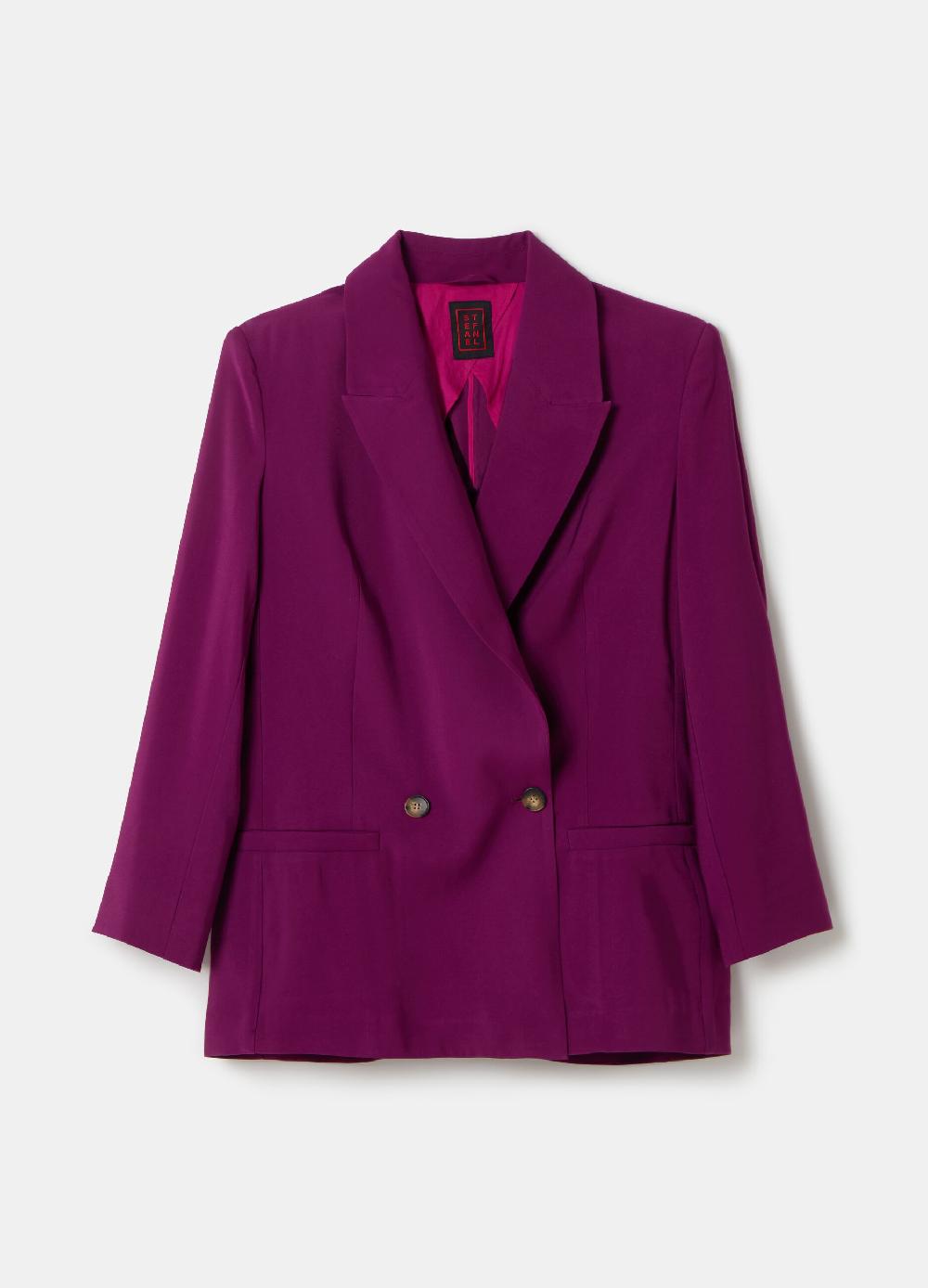 Stefanel Blazer Fluido Doppiopetto In Twill Tecnico