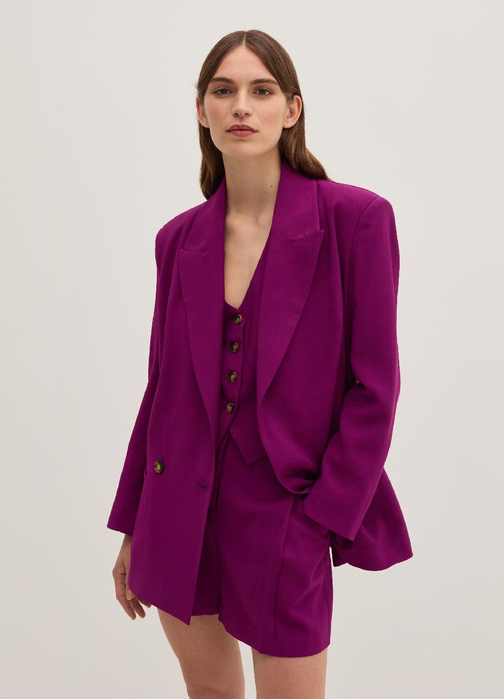 Stefanel Blazer fluido doppiopetto in twill tecnico