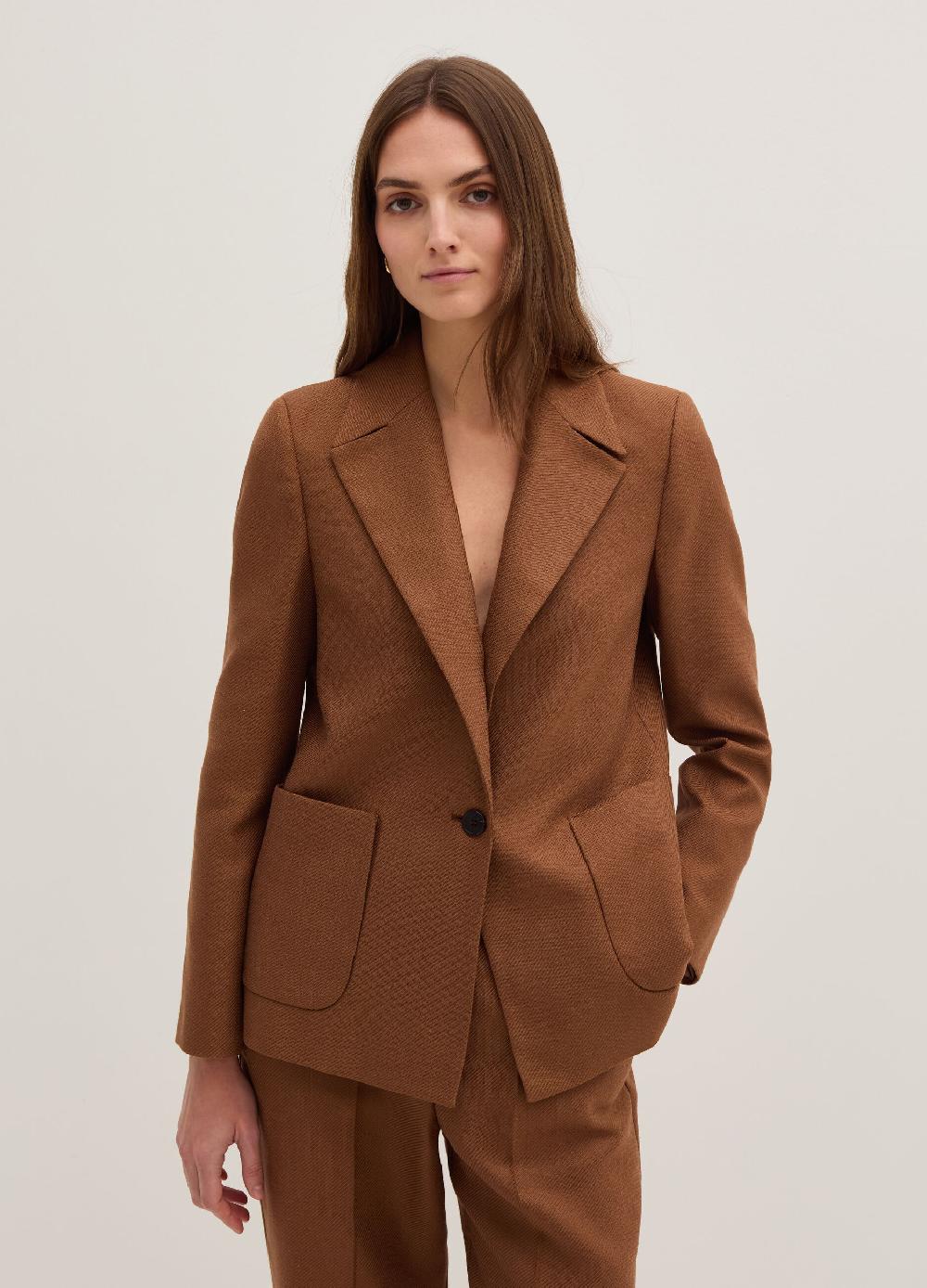 Stefanel Blazer monopetto in shiny twill con tasche