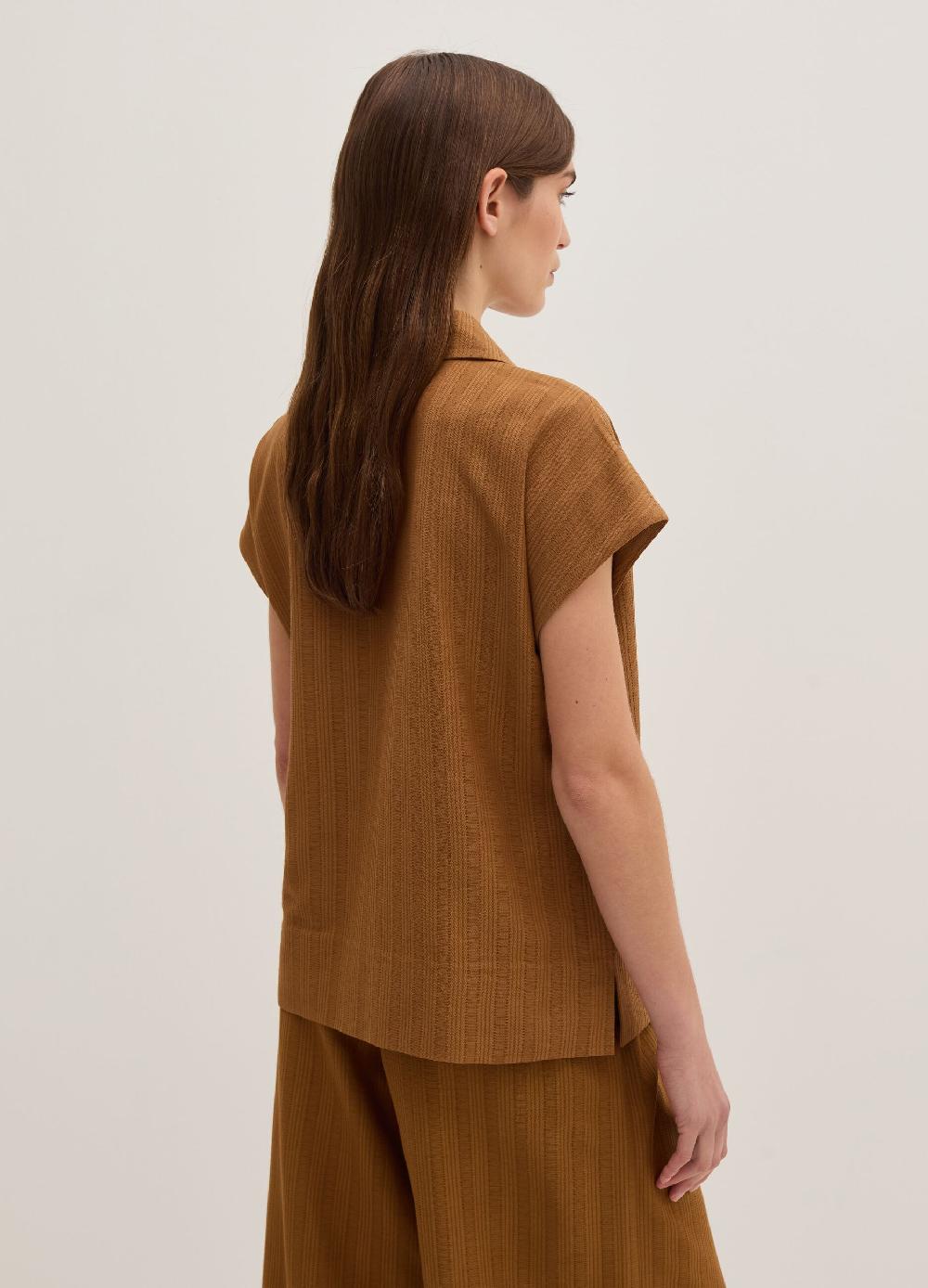 Stefanel Blusa Gessata Scollo Serafino Con Colletto