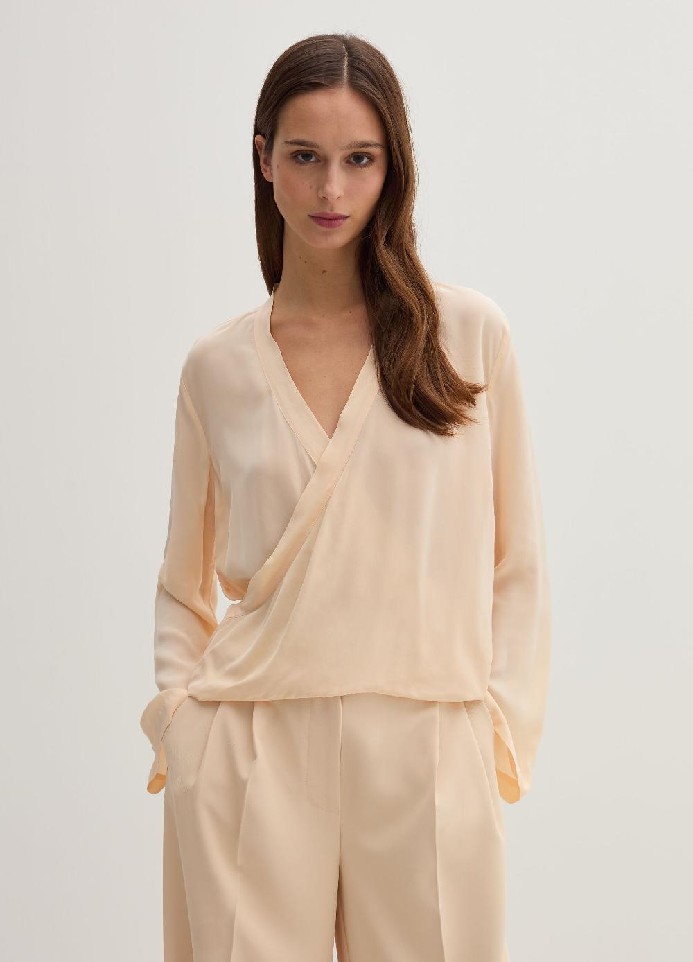 Stefanel Blusa In Crêpe De Chine Scollo Con Incrocio