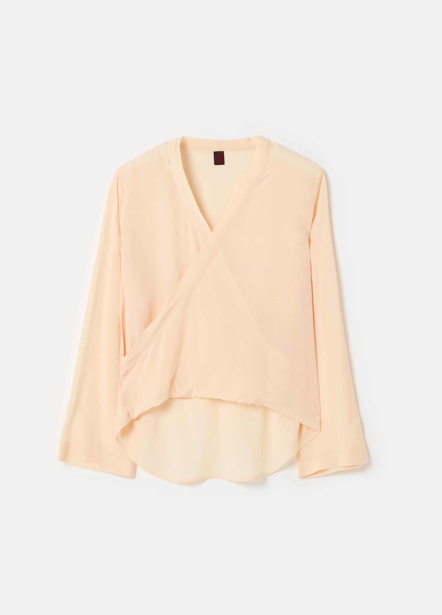 Stefanel Blusa In Crêpe De Chine Scollo Con Incrocio