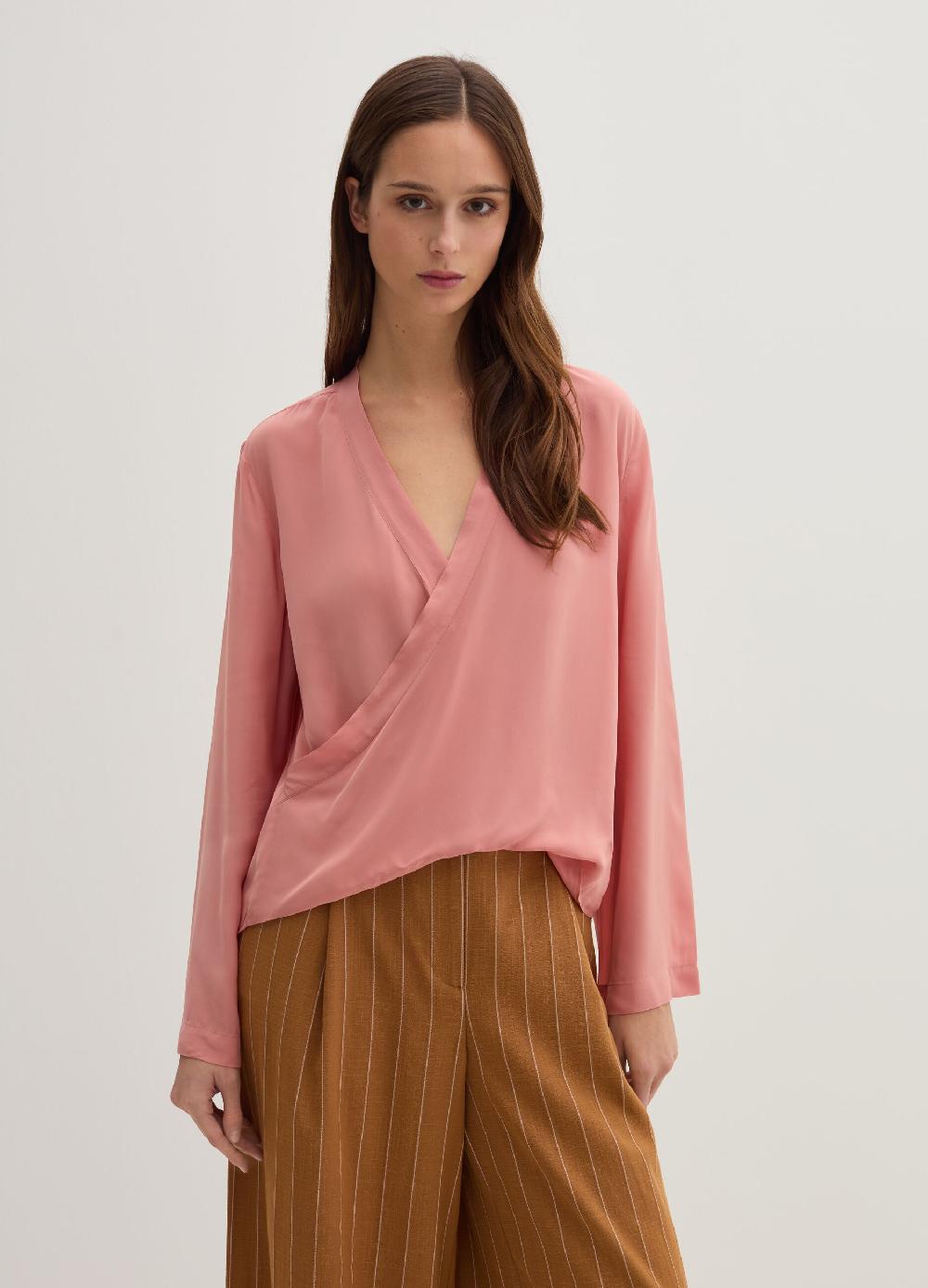 Stefanel Blusa In Crêpe De Chine Scollo Con Incrocio