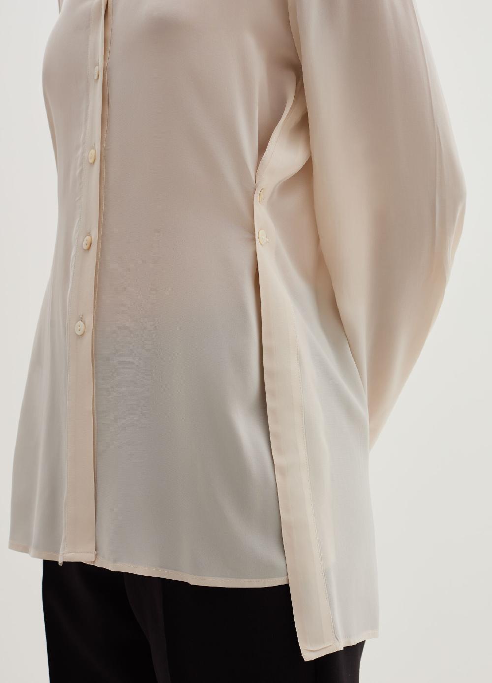 Stefanel Camicia In Crêpe De Chine Collo Alla Coreana