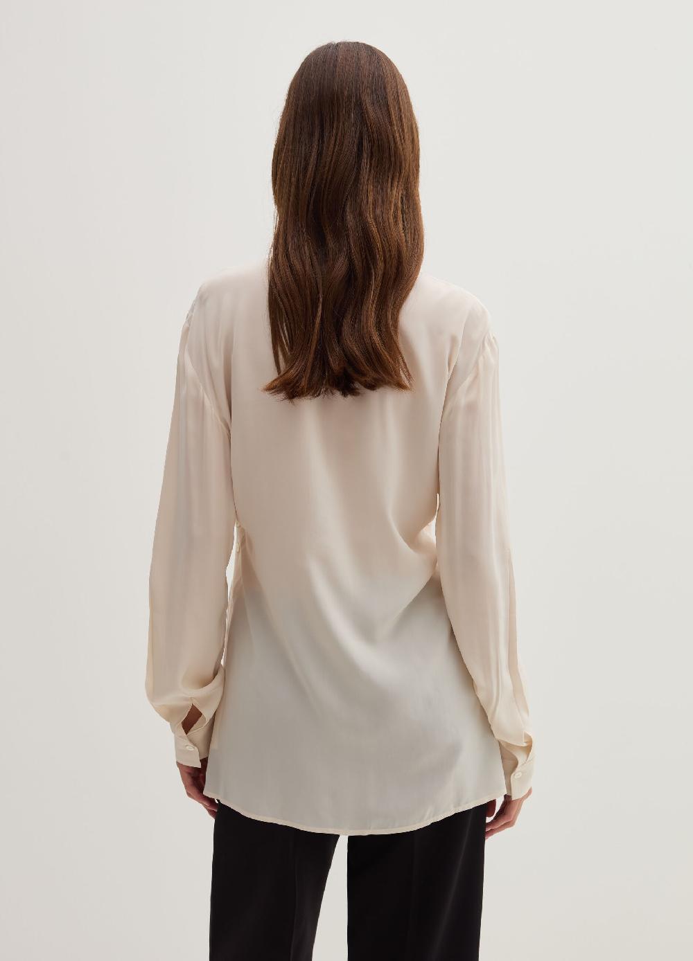 Stefanel Camicia In Crêpe De Chine Collo Alla Coreana