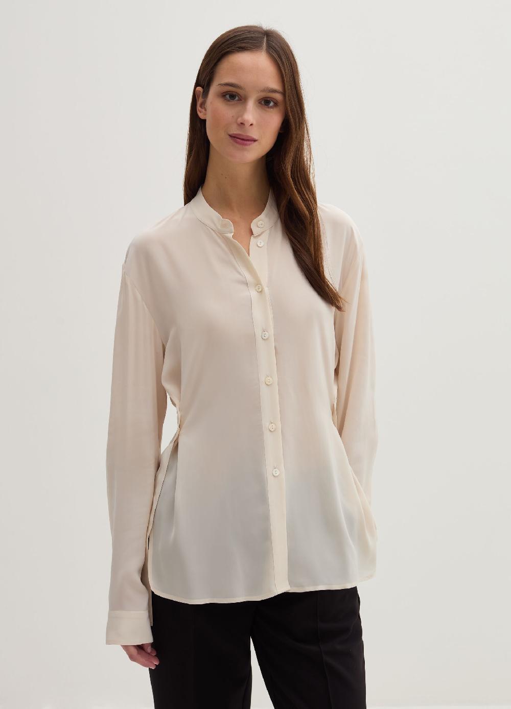 Stefanel Camicia In Crêpe De Chine Collo Alla Coreana