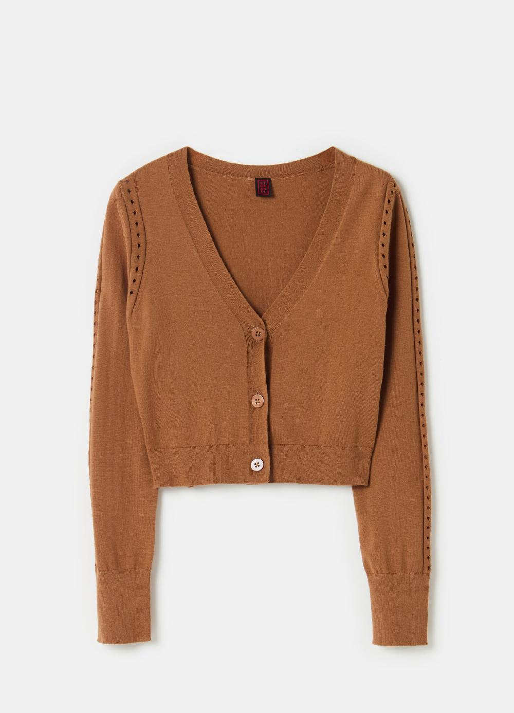 Stefanel Cardigan Con Dettagli Traforati Scollo A V