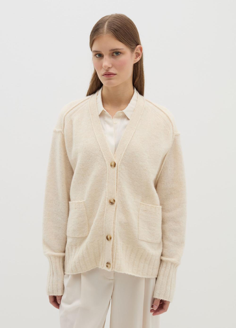 Stefanel Cardigan In Misto Lana E Alpaca Con Scollo A V