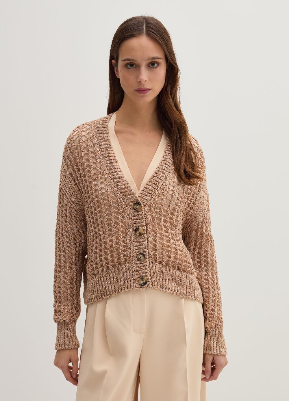 Stefanel Cardigan Over Trama Forata Effetto Mouline