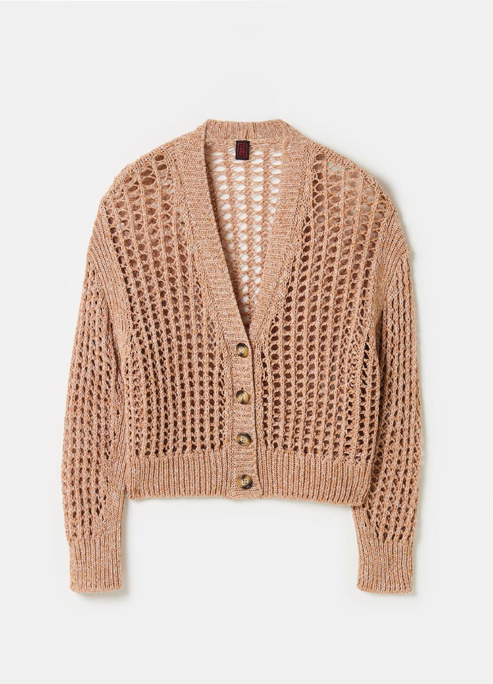 Stefanel Cardigan Over Trama Forata Effetto Mouline