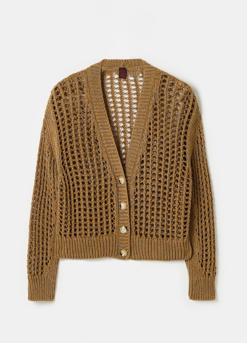 Stefanel Cardigan Over Trama Forata Effetto Mouline