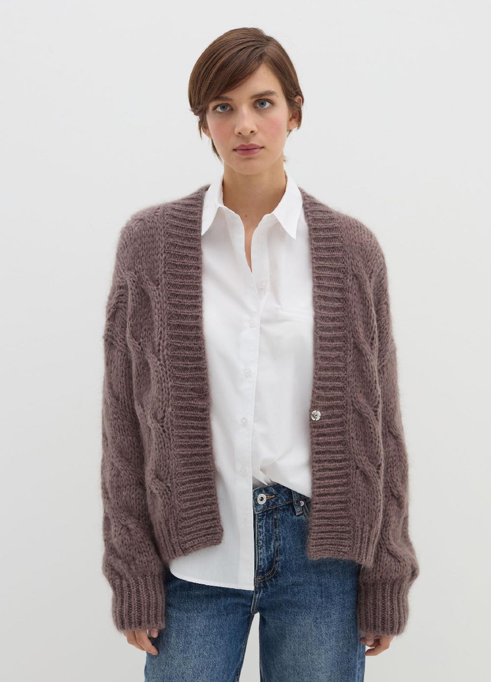 Stefanel Cardigan Oversize A Treccia Con Scollo A V