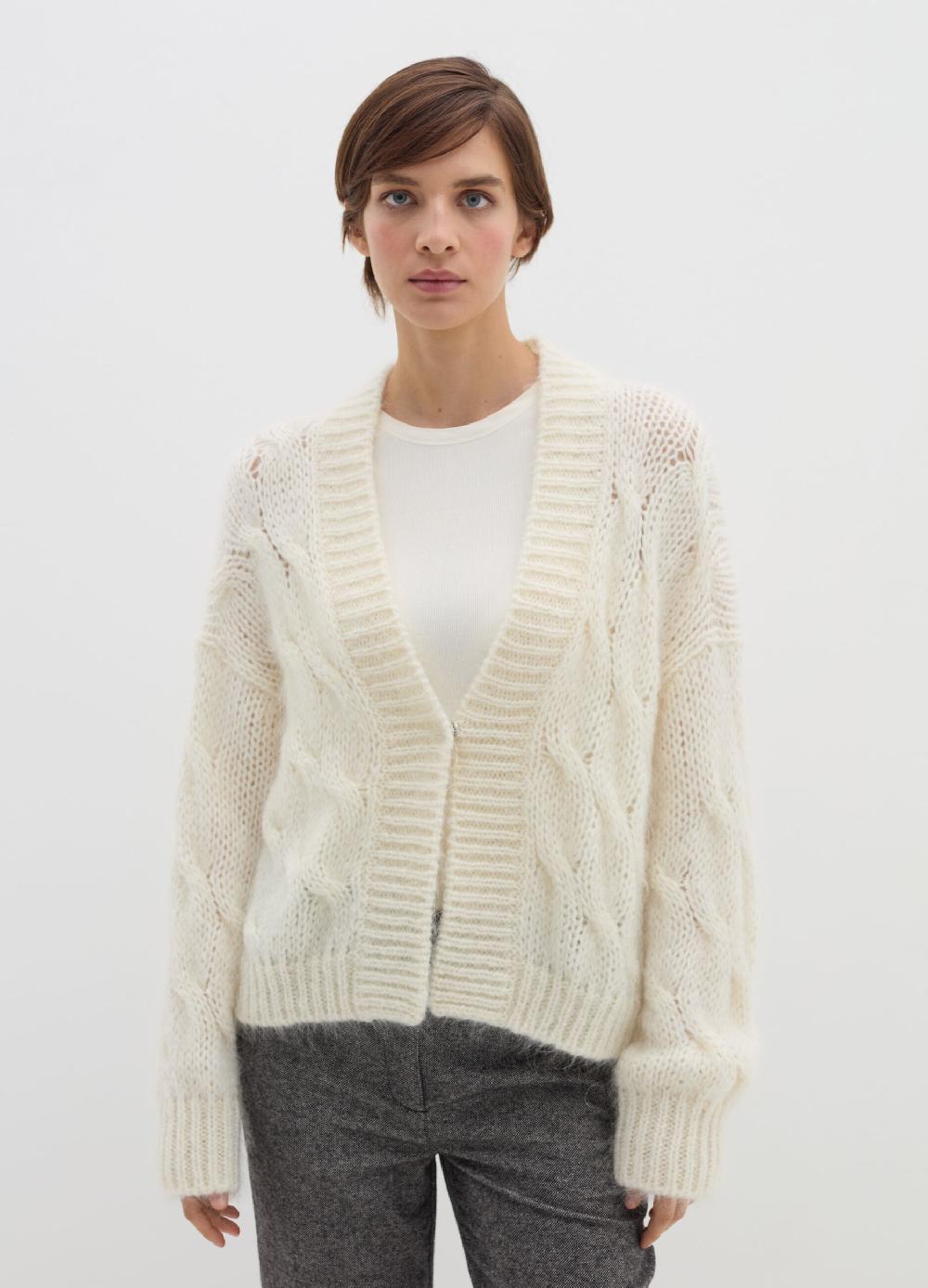 Stefanel Cardigan Oversize A Treccia Con Scollo A V